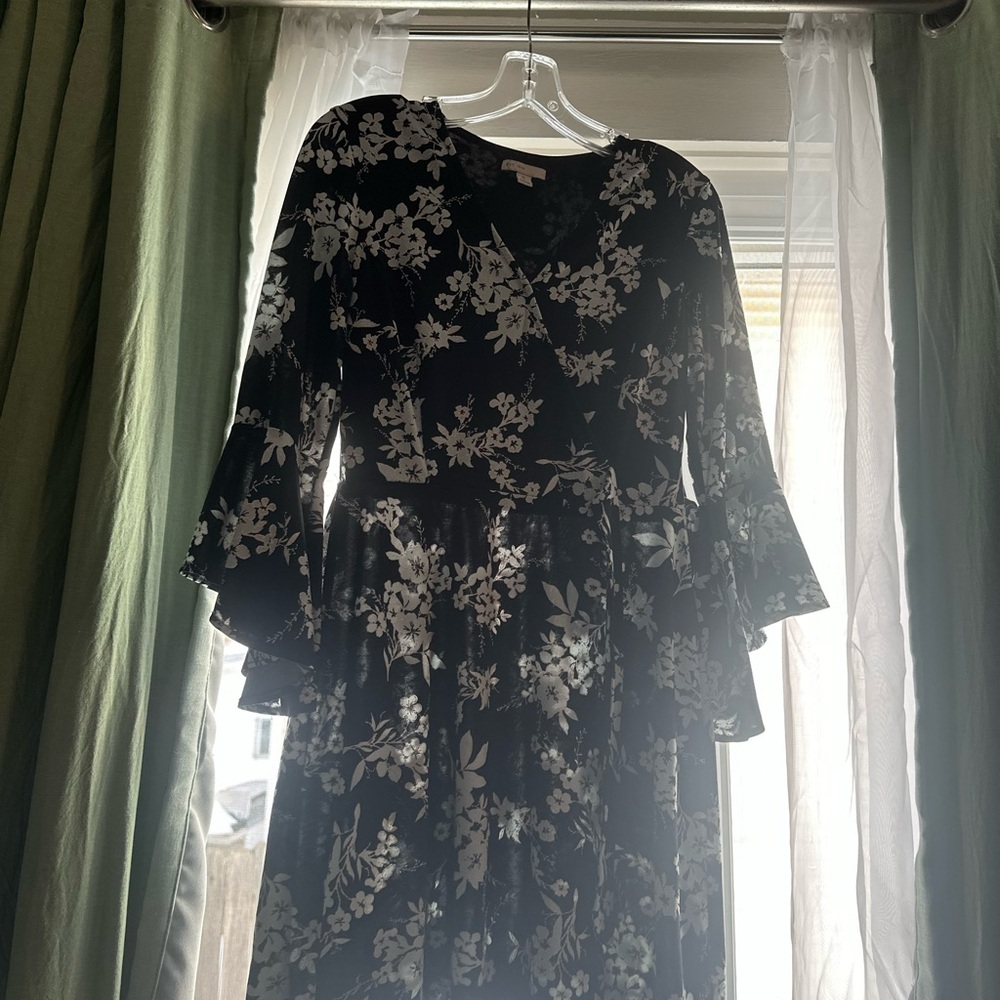 Floral Black and Light Blue Women's Dress